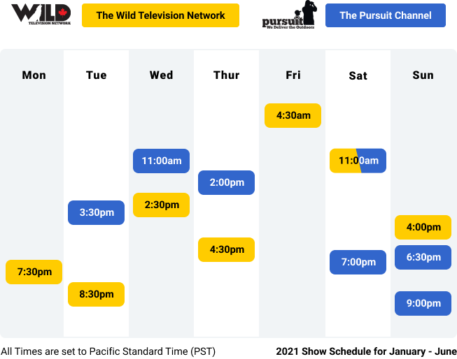 Wild Television Network & Pursuit Channel Schedules