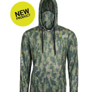 HECSTYLE™ GREEN HOODED SHIRT WITH INTEGRATED FACE COVER